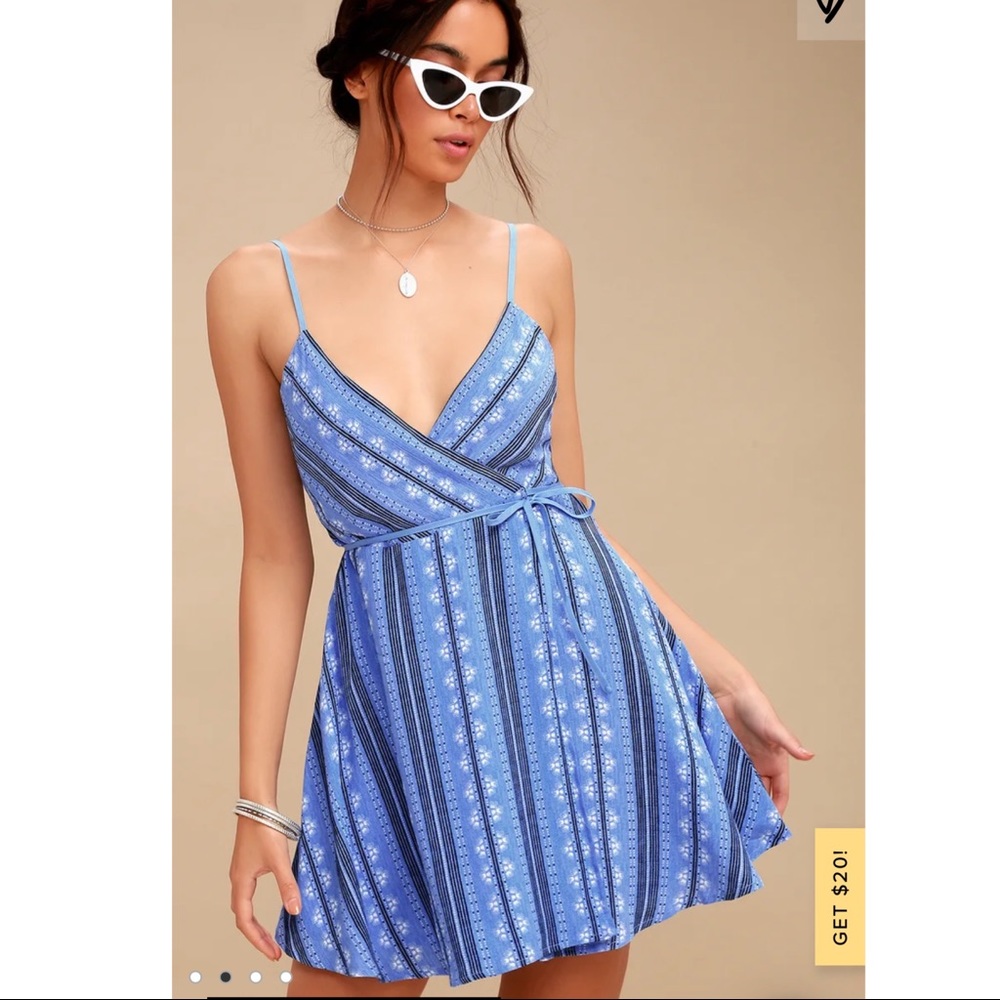 Lulus Ready Set Geo Print Wrap Dress